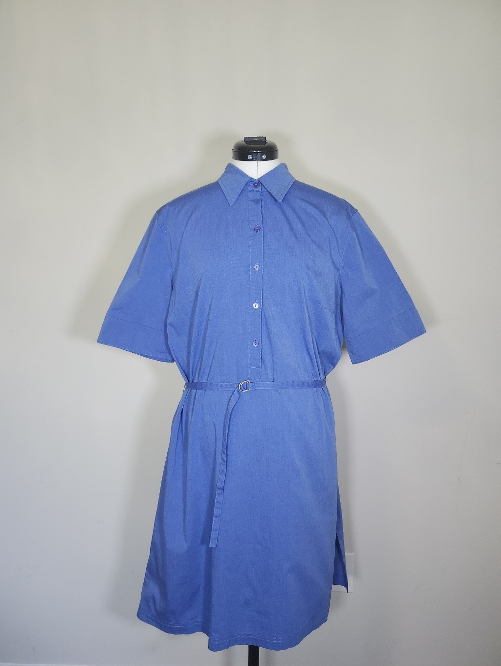 Eddie Bauer Blue Collar Short-Sleeve Button Waist Belt Shirt Midi Dress S XL NEW